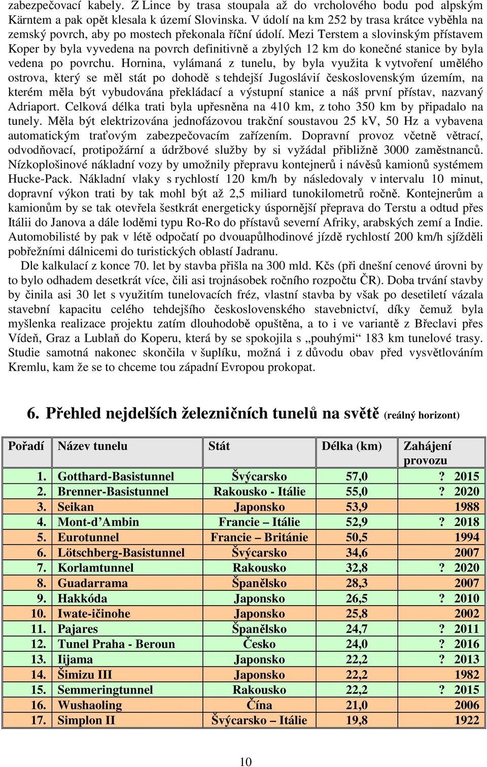 Mezi Terstem a slovinským přístavem Koper by byla vyvedena na povrch definitivně a zbylých 12 km do konečné stanice by byla vedena po povrchu.