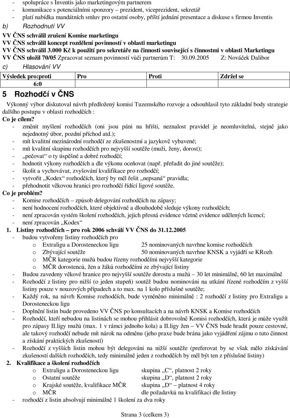 000 Kč k použití pro sekretáře na činnosti související s činnostmi v oblasti Marketingu VV ČNS uložil 70/05 Zpracovat seznam povinností vůči partnerům T: 30.09.