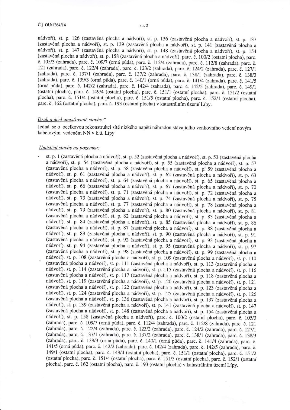 . 105/3 (zahrada), parc'. I09l7 (orná půda), parc. ' II2l4 (zahrada), parc.. 1Iz/8 (zahrada), paic.. I2I (zafuada), parc. ě. 122/4 (zahrada), parc. ' l23l2 (zahrada), parc.. Iz4lz (zahrada), pur". ě. tzltt (zahrada), parc' ' 737lI (zahrada), parc.