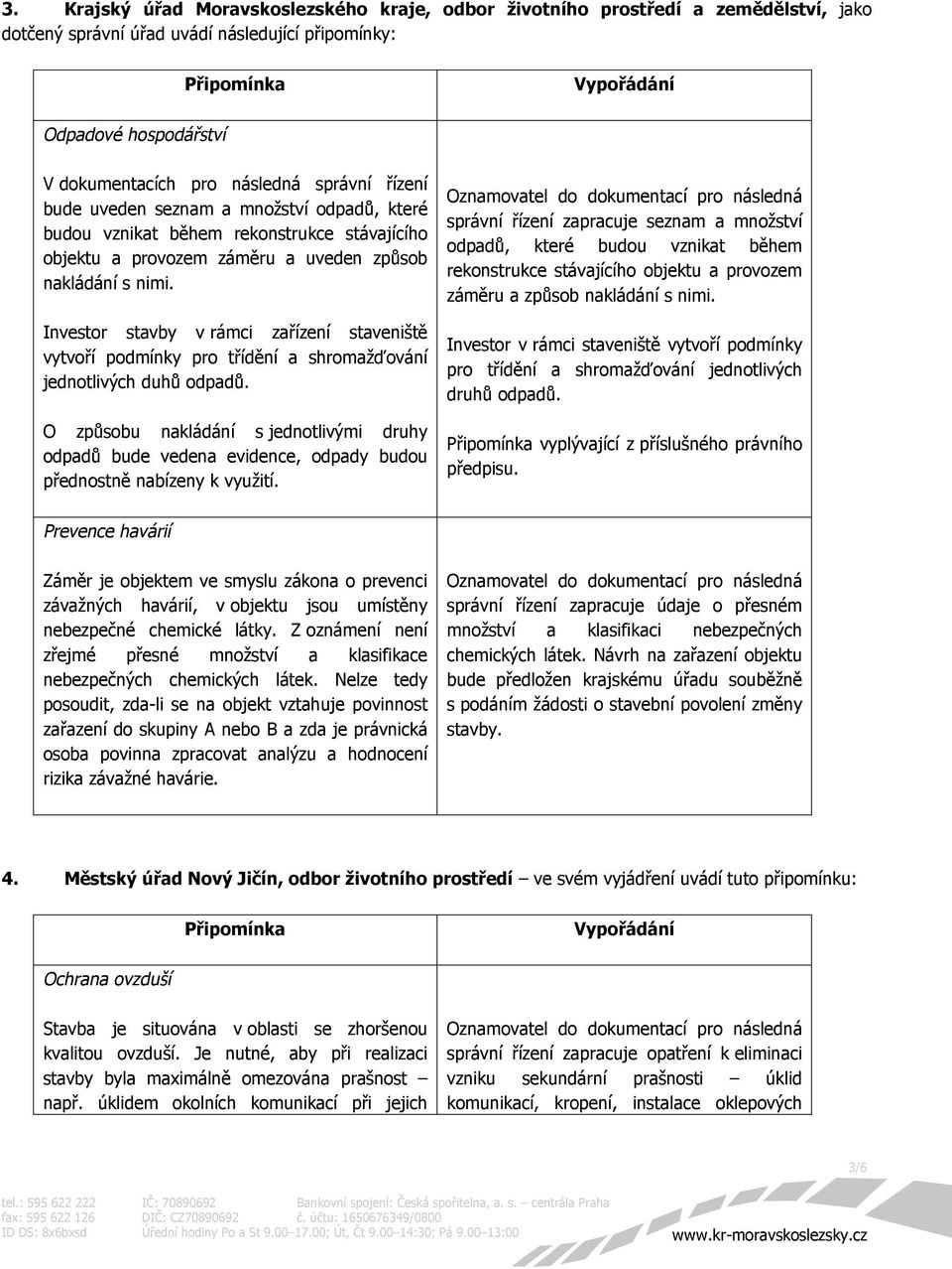 Investor stavby v rámci zařízení staveniště vytvoří podmínky pro třídění a shromažďování jednotlivých duhů odpadů.