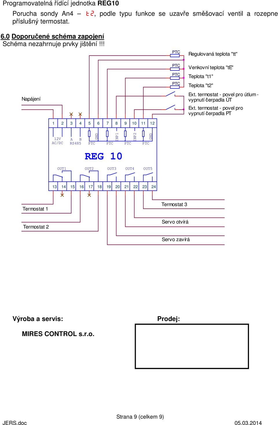termostat - povel pro útlum - vypnutí čerpadla ÚT Ext.