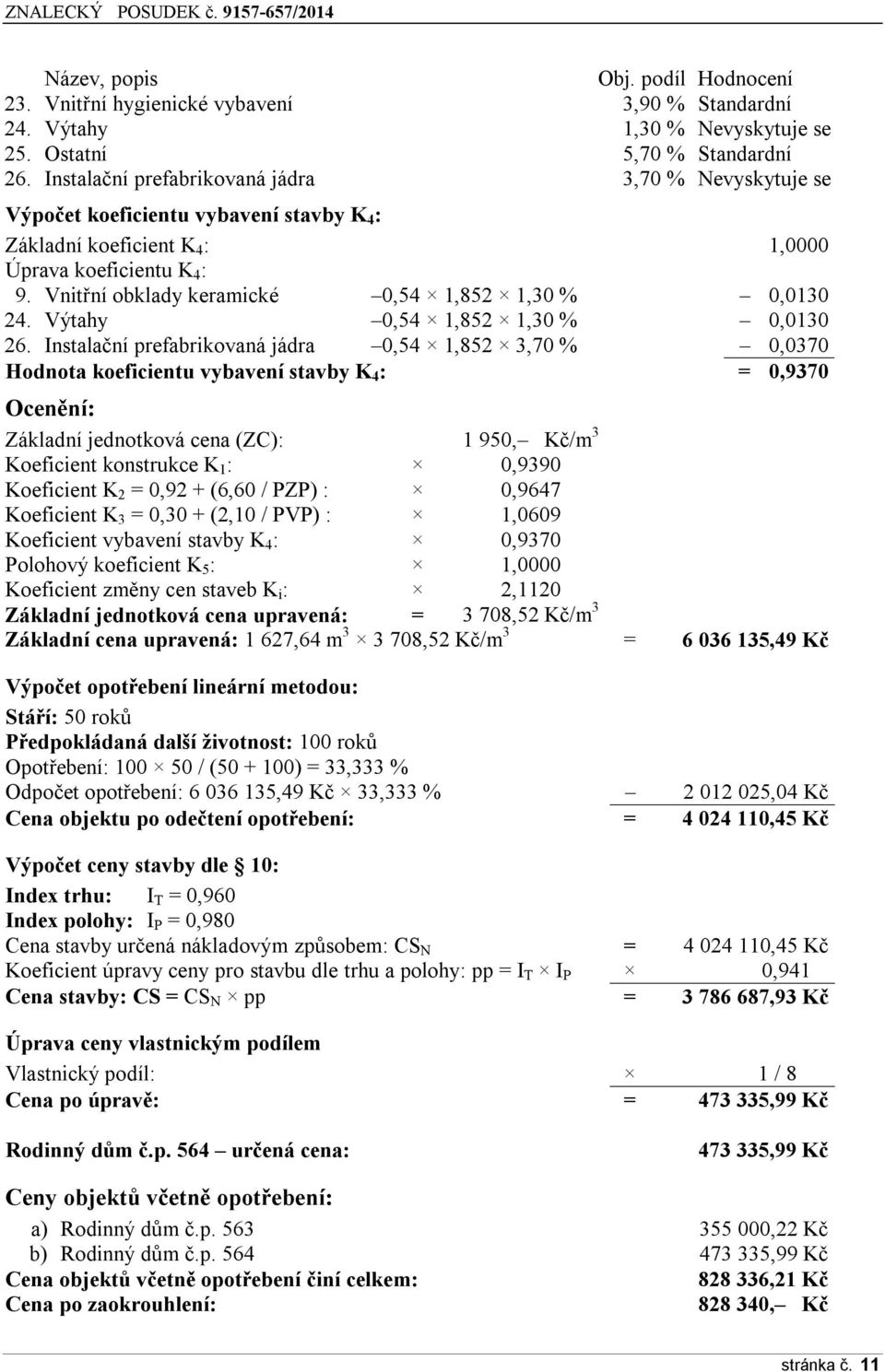 Vnitřní obklady keramické 0,54 1,852 1,30 % 0,0130 24. Výtahy 0,54 1,852 1,30 % 0,0130 26.