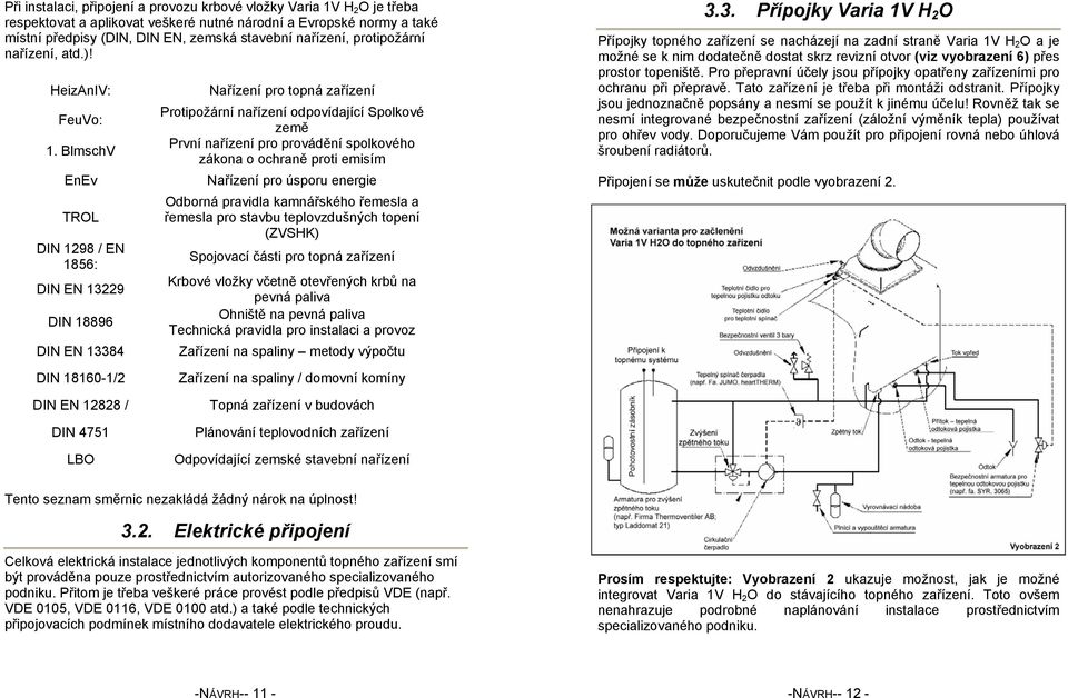 BlmschV EnEv TROL DIN 1298 / EN 1856: DIN EN 13229 DIN 18896 DIN EN 13384 Nařízení pro topná zařízení Protipožární nařízení odpovídající Spolkové země První nařízení pro provádění spolkového zákona o
