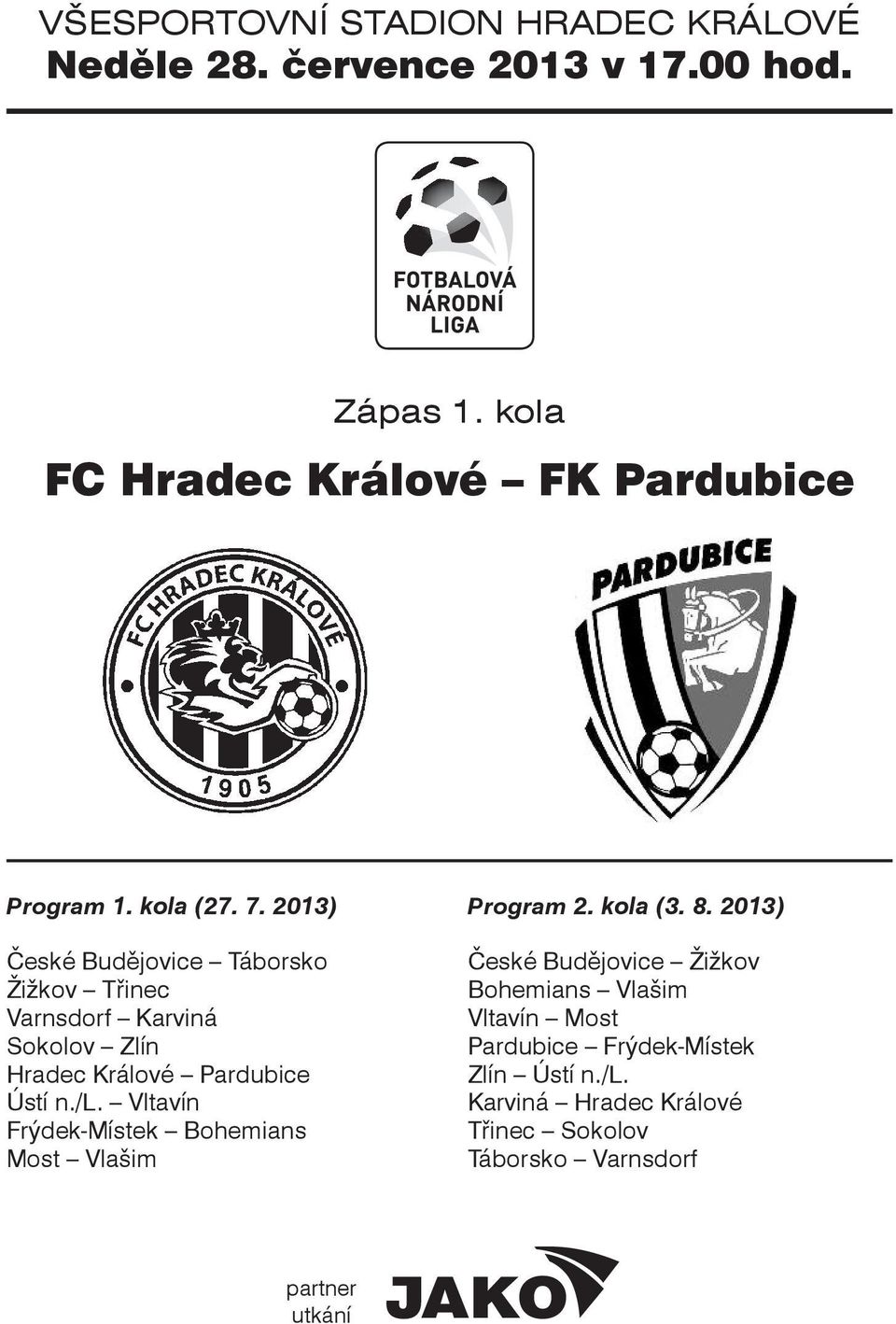 2013) České Budějovice Táborsko Žižkov Třinec Varnsdorf Karviná Sokolov Zlín Hradec Králové Pardubice Ústí n./l.