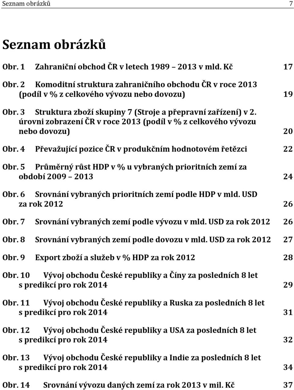 úrovni zobrazení ČR v roce 2013 (podíl v % z celkového vývozu nebo dovozu) 20 Obr. 4 Převažující pozice ČR v produkčním hodnotovém řetězci 22 Obr.
