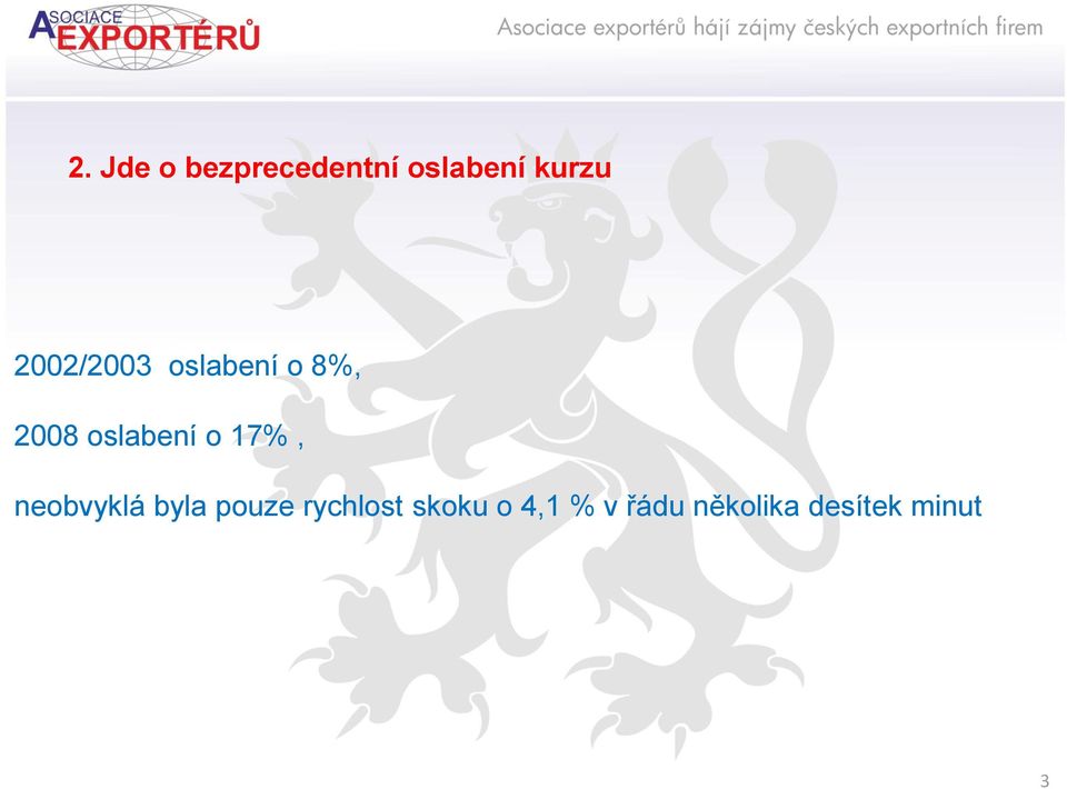 o 17%, neobvyklá byla pouze rychlost