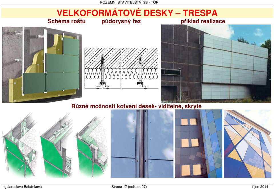 Různé možnosti kotvení desek- viditelné, skryté Ing.