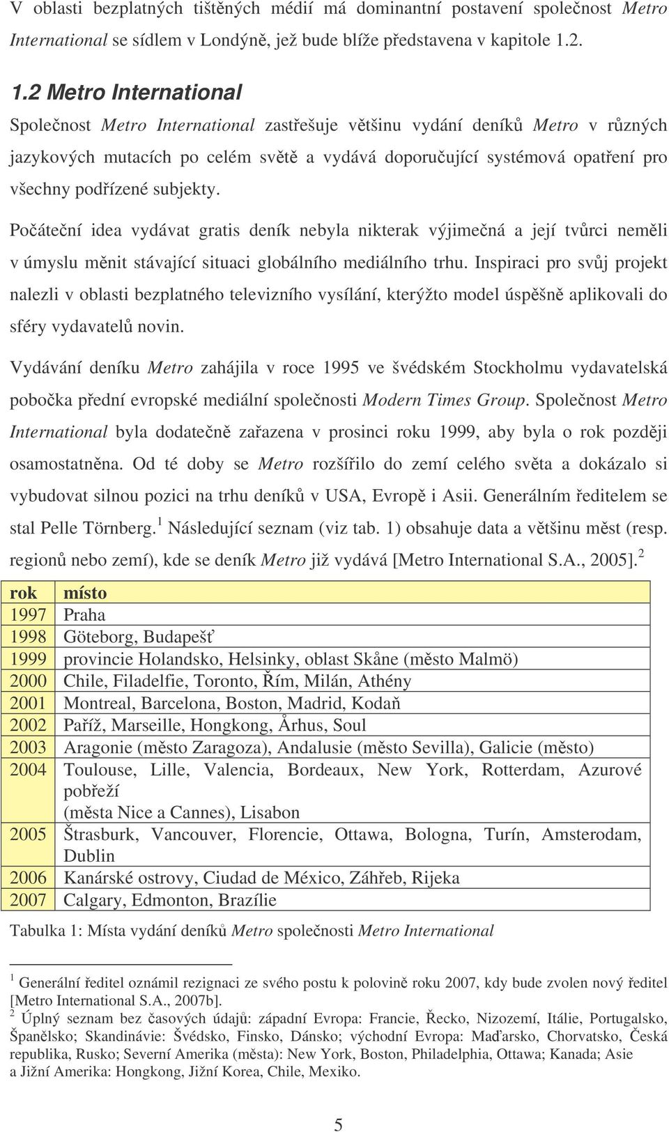 subjekty. Poátení idea vydávat gratis deník nebyla nikterak výjimená a její tvrci nemli v úmyslu mnit stávající situaci globálního mediálního trhu.