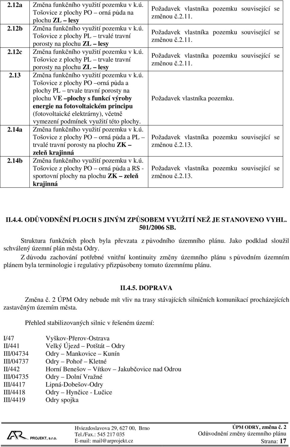 Tošovice z plochy PL trvale travní porosty na plochu ZL lesy 2.13 Změna funkčního využití pozemku v k.ú.