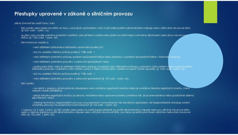 c)), se přes výzvu podle odmítne podrobit vyšetření, zda při řízení vozidla nebo jízdě na zvířeti nebyl ovlivněna alkoholem nebo jinou návykovou látkou ( 125c odst. 1 písm.