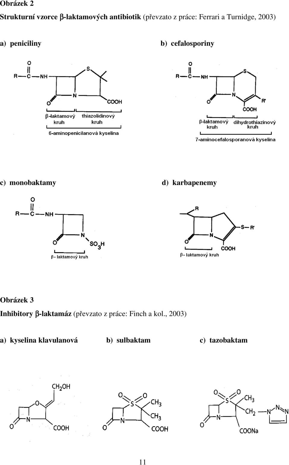 monobaktamy d) karbapenemy Obrázek 3 Inhibitory β-laktamáz (převzato z