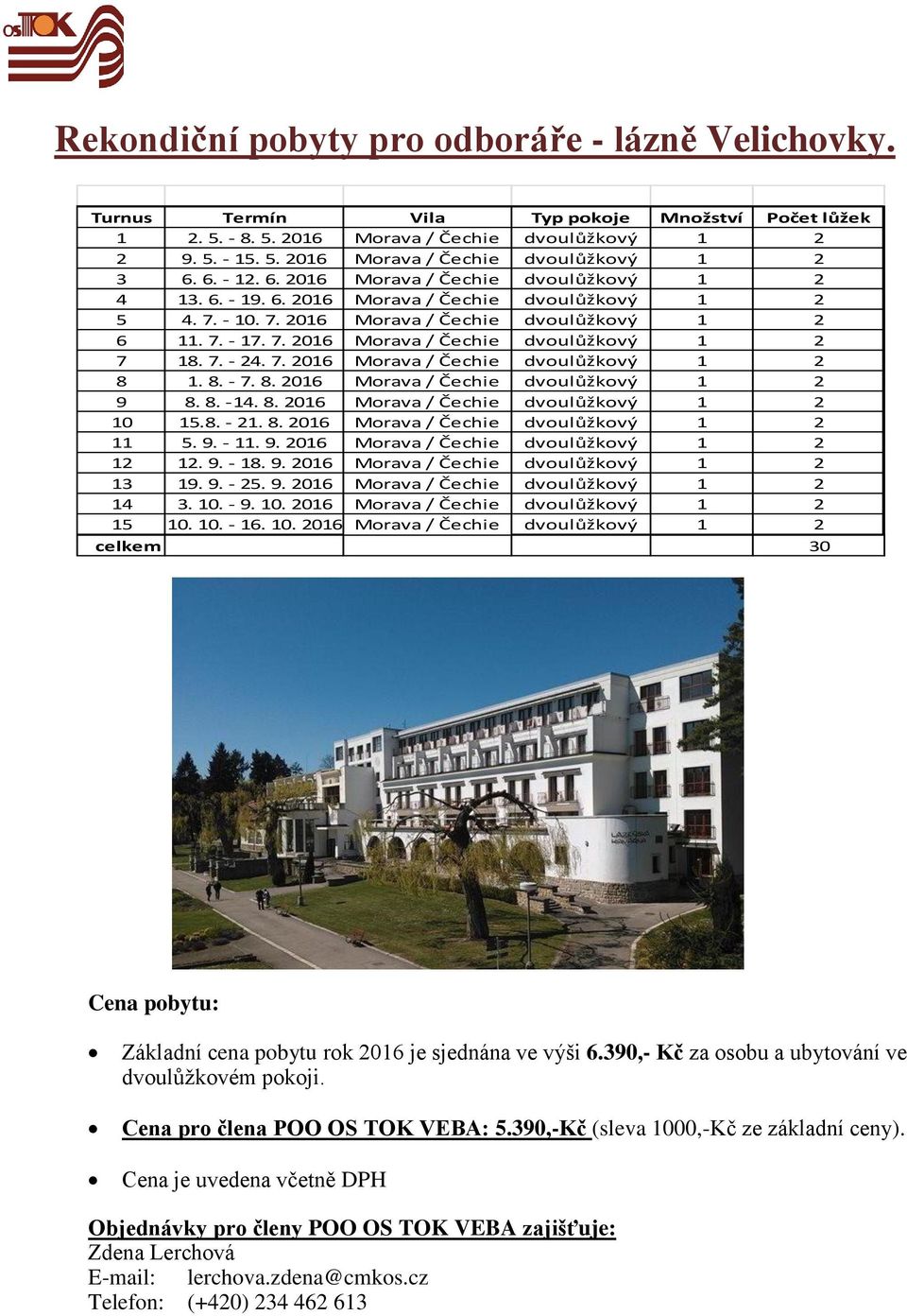 7. - 24. 7. 2016 Morava / Čechie dvoulůžkový 1 2 8 1. 8. - 7. 8. 2016 Morava / Čechie dvoulůžkový 1 2 9 8. 8. -14. 8. 2016 Morava / Čechie dvoulůžkový 1 2 10 15.8. - 21. 8. 2016 Morava / Čechie dvoulůžkový 1 2 11 5.