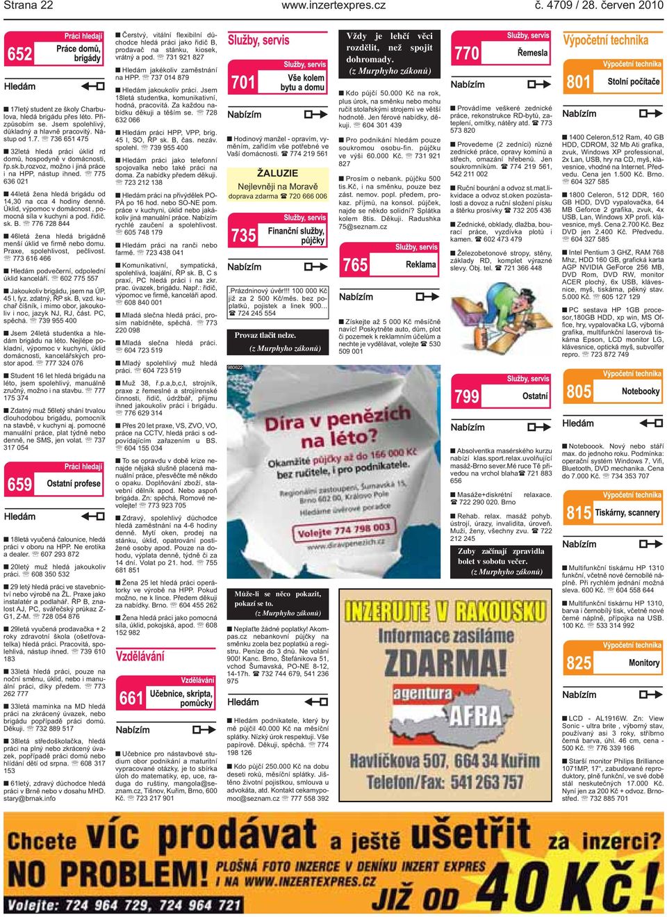 spolehl 739 955 400 Hledám práci jako telefonní spojovalka nebo také práci na doma Za nabídky předem děkuji 723 212 138 Hledám práci na přivýdělek PO- PÁ po 16 hod nebo SO-NE pom práce v kuchyni,