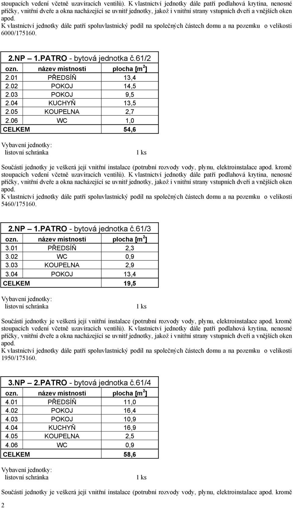 01 PŘEDSÍŇ 2,3 3.02 WC 0,9 3.03 KOUPELNA 2,9 3.04 POKOJ 13,4 CELKEM 19,5 1950/175160. 3.NP 2.