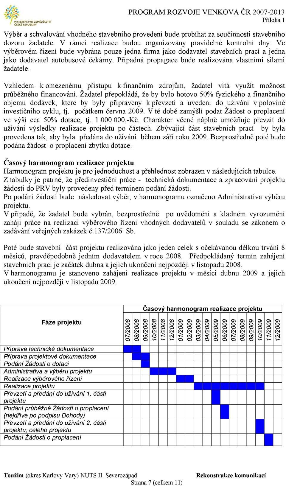Vzhledem k omezenému přístupu k finančním zdrojům, žadatel vítá využít možnost průběžného financování.