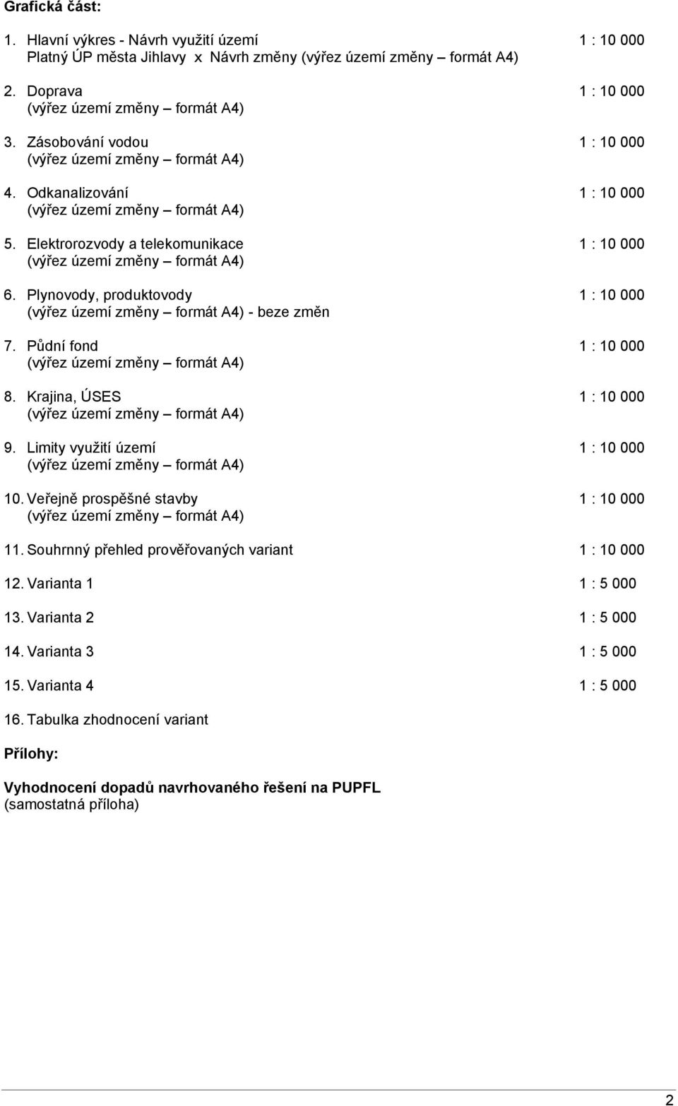 Krajina, ÚSES 1 : 10 000 9. Limity využití území 1 : 10 000 10. Veřejně prospěšné stavby 1 : 10 000 11. Souhrnný přehled prověřovaných variant 1 : 10 000 12.