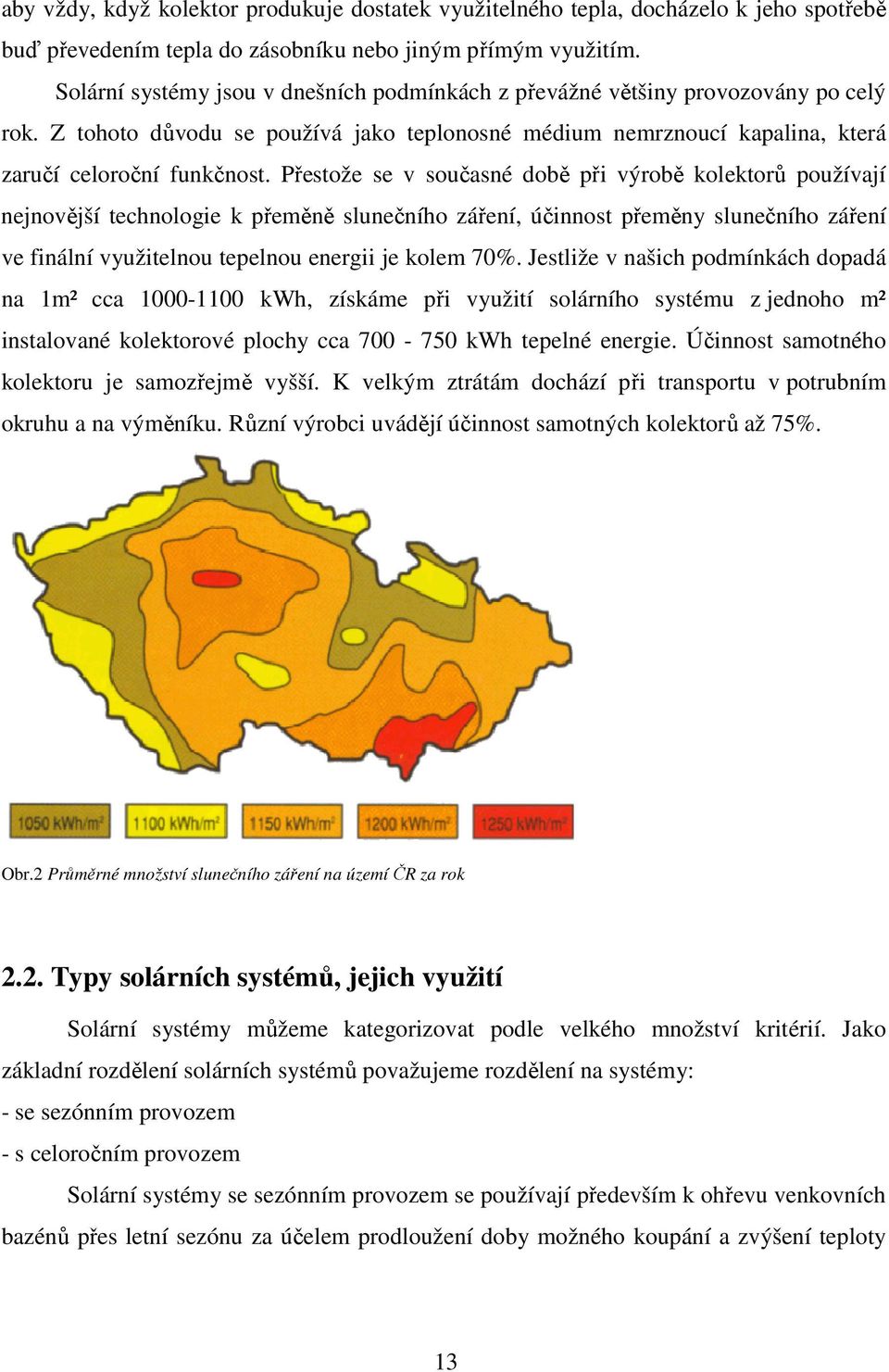 Přestože se v současné době při výrobě kolektorů používají nejnovější technologie k přeměně slunečního záření, účinnost přeměny slunečního záření ve finální využitelnou tepelnou energii je kolem 70%.