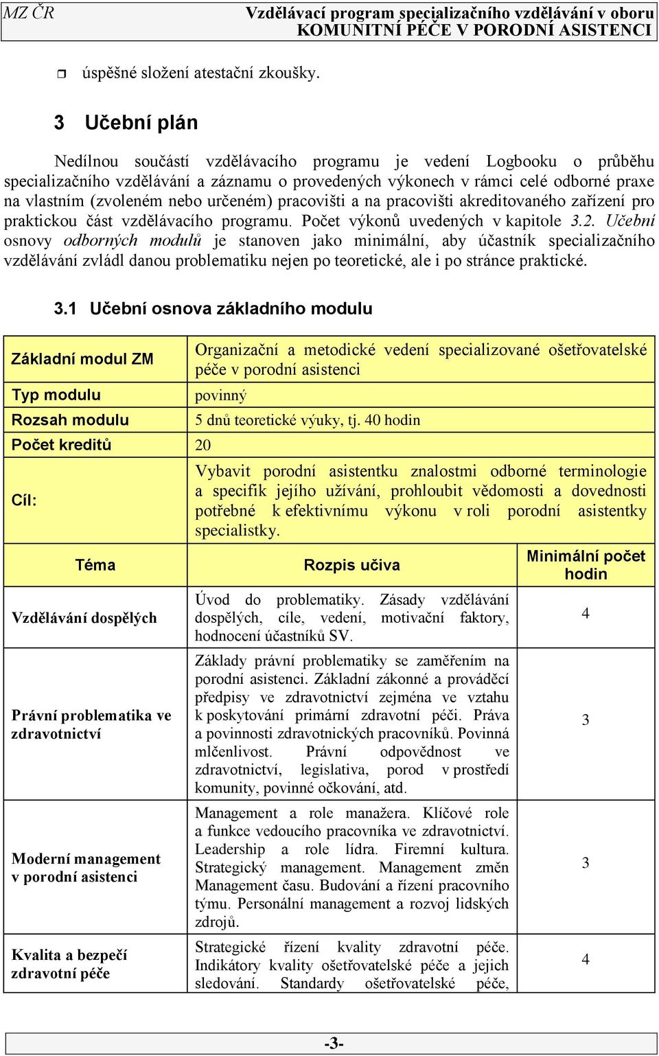 určeném) pracovišti a na pracovišti akreditovaného zařízení pro praktickou část vzdělávacího programu. Počet výkonů uvedených v kapitole 3.2.