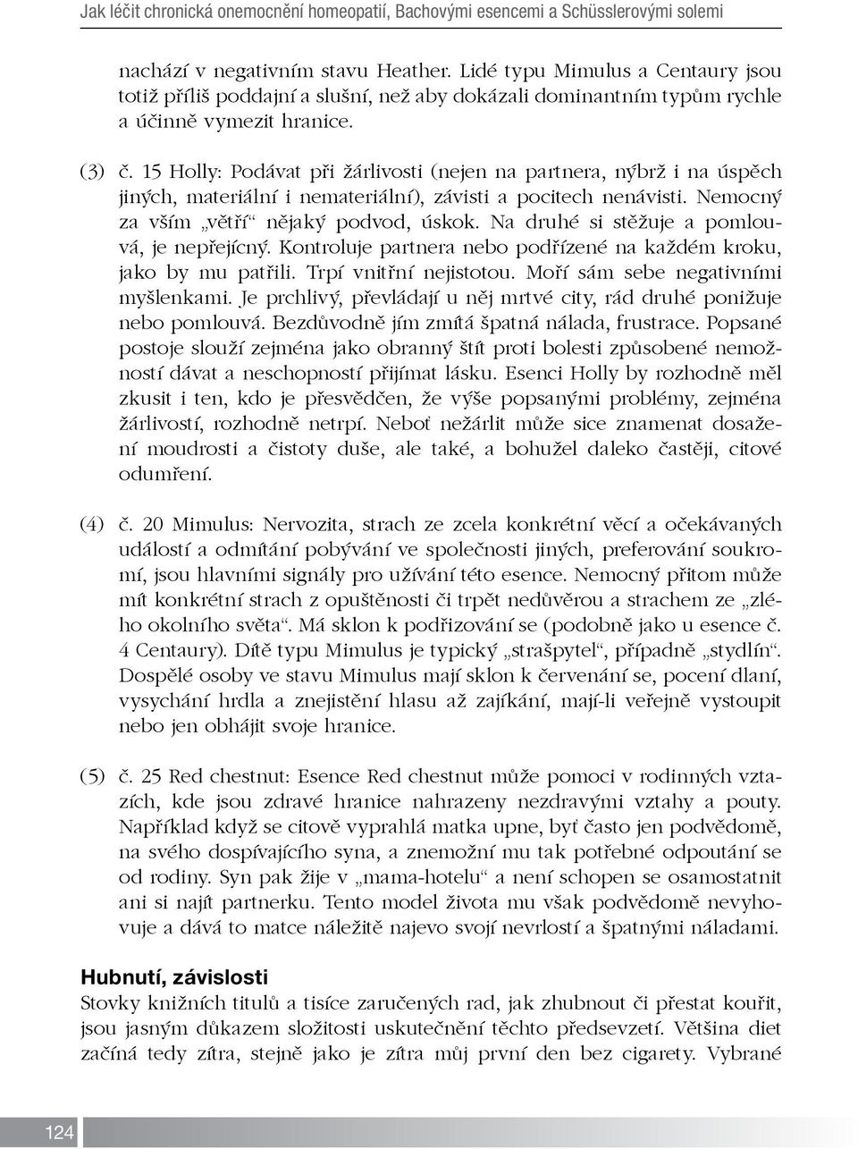 15 Holly: Podávat při žárlivosti (nejen na partnera, nýbrž i na úspěch jiných, materiální i nemateriální), závisti a pocitech nenávisti. Nemocný za vším větří nějaký podvod, úskok.