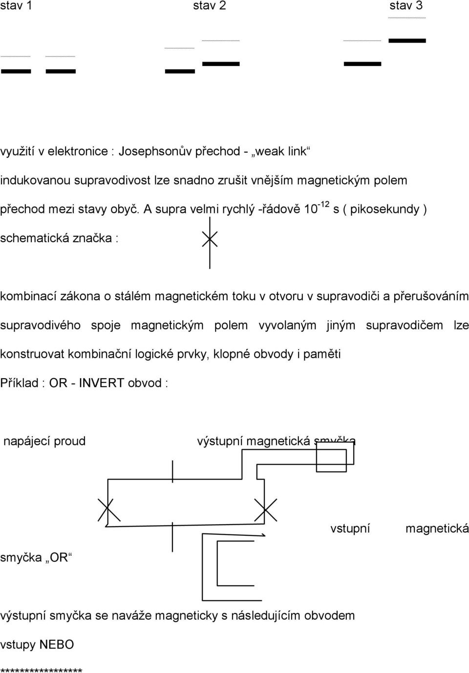 A supra velmi rychlý -řádově 10-12 s ( pikosekundy ) schematická značka : kombinací zákona o stálém magnetickém toku v otvoru v supravodiči a přerušováním