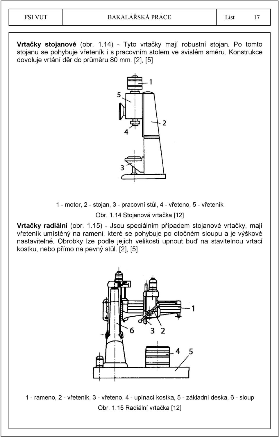 - motor, 2 - stojan, 3 - pracovní stůl, 4 - vřeteno, 5 - vřeteník Obr. 1.