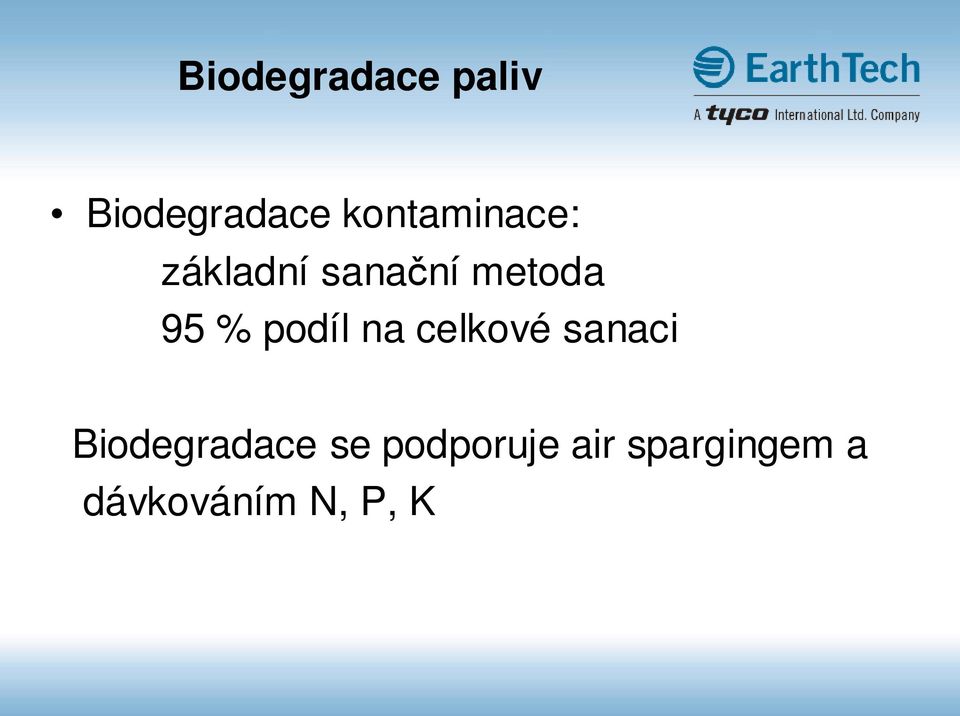 % podíl na celkové sanaci Biodegradace