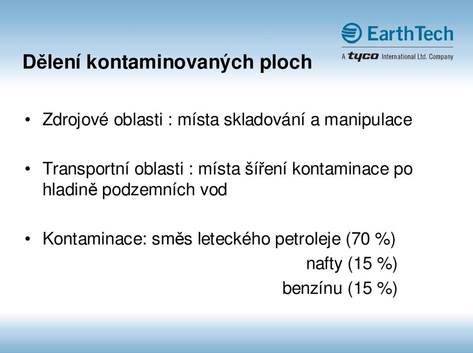 šíření kontaminace po hladině podzemních vod