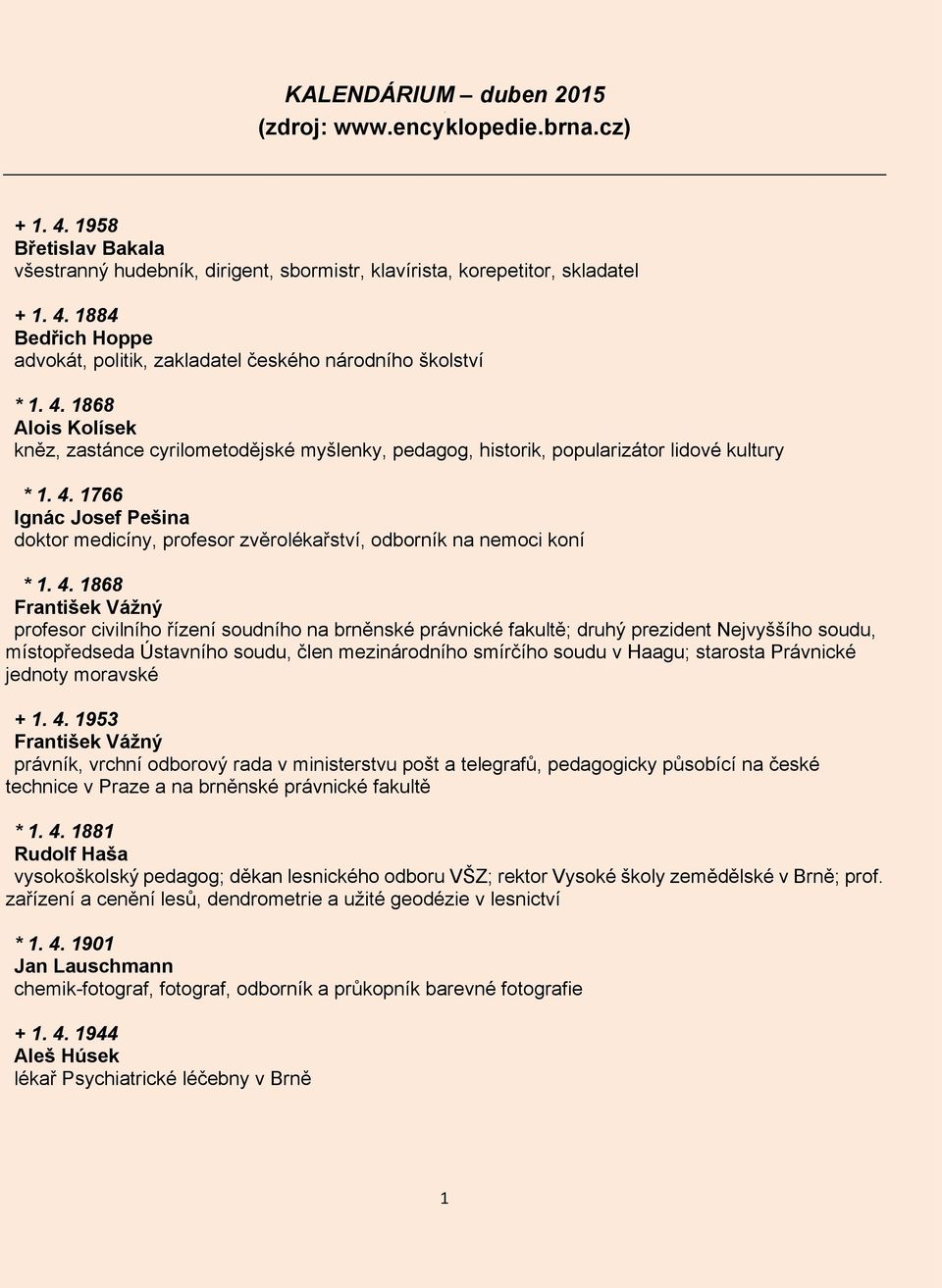 1766 Ignác Josef Pešina doktor medicíny, profesor zvěrolékařství, odborník na nemoci koní * 1. 4.