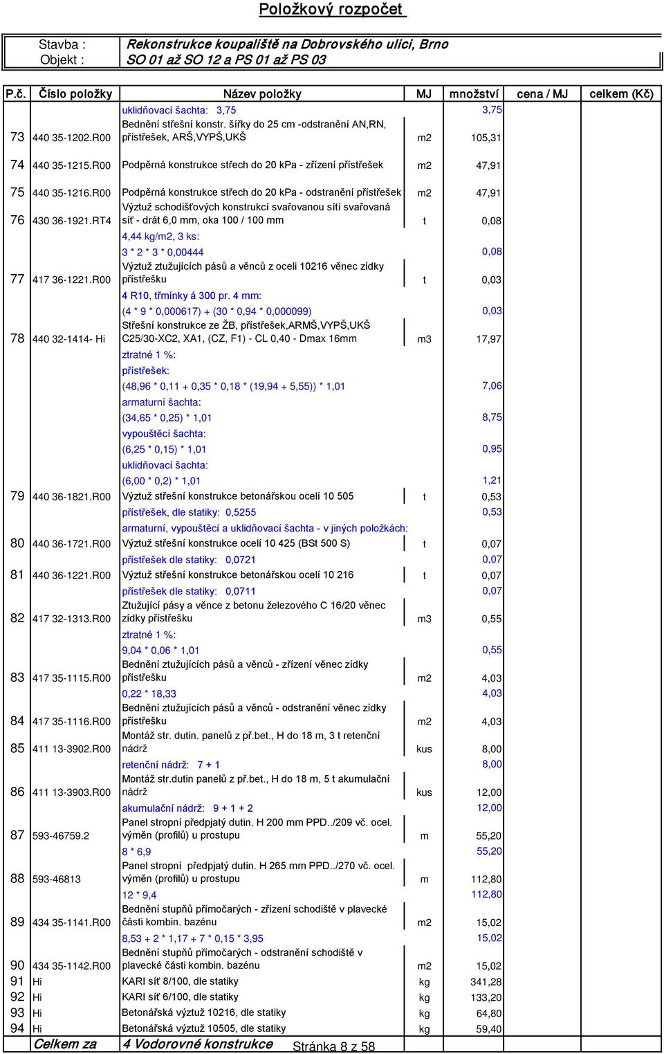 R00 Podpěrná konstrukce střech do 20 kpa - zřízení přístřešek m2 47,91 75 440 35-1216.