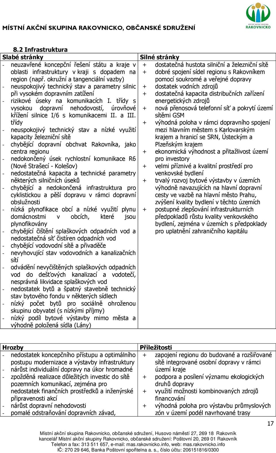 dopravním zatížení + dostatečná kapacita distribučních zařízení - rizikové úseky na komunikacích I.