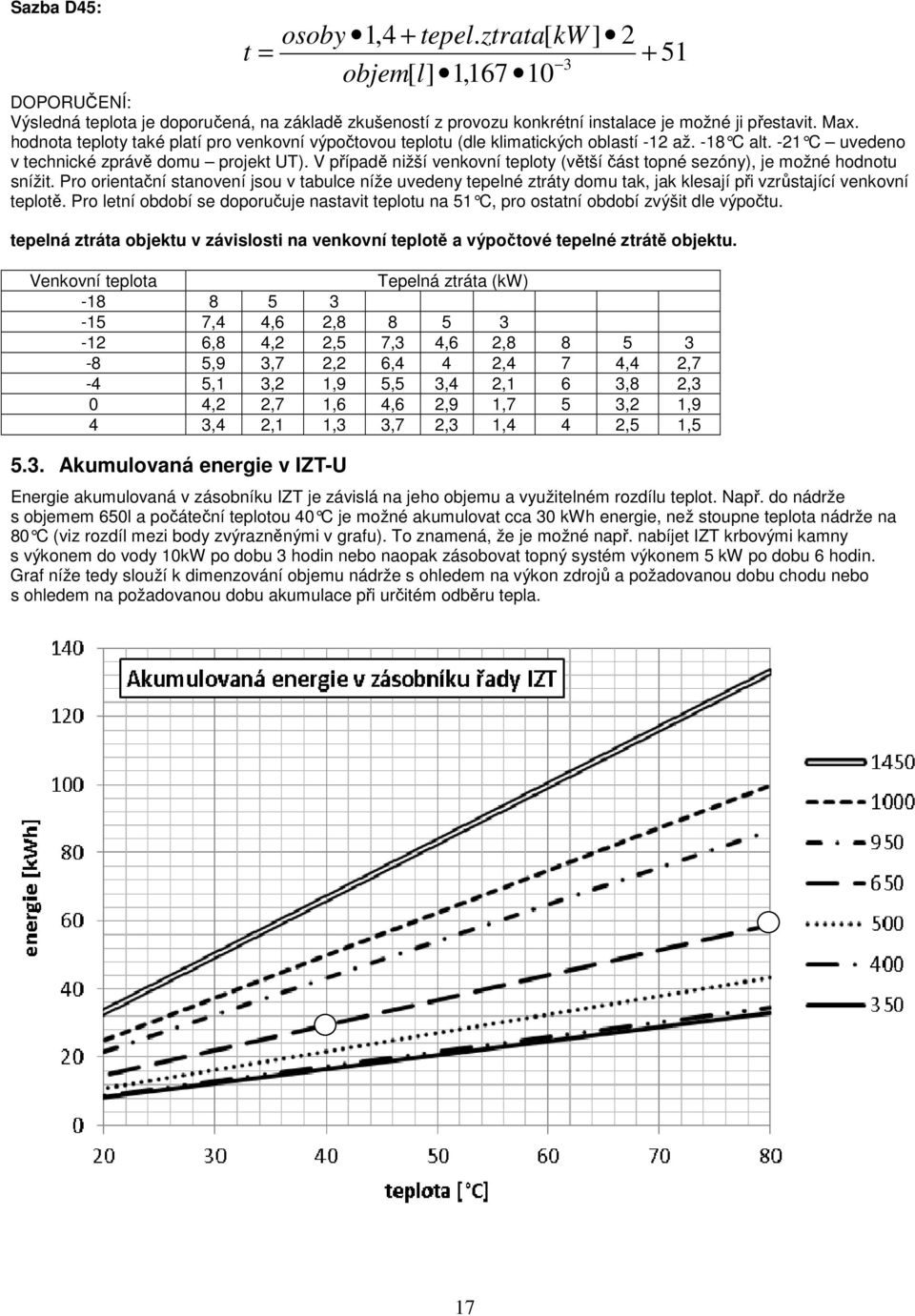 V případě nižší venkovní teploty (větší část topné sezóny), je možné hodnotu snížit.