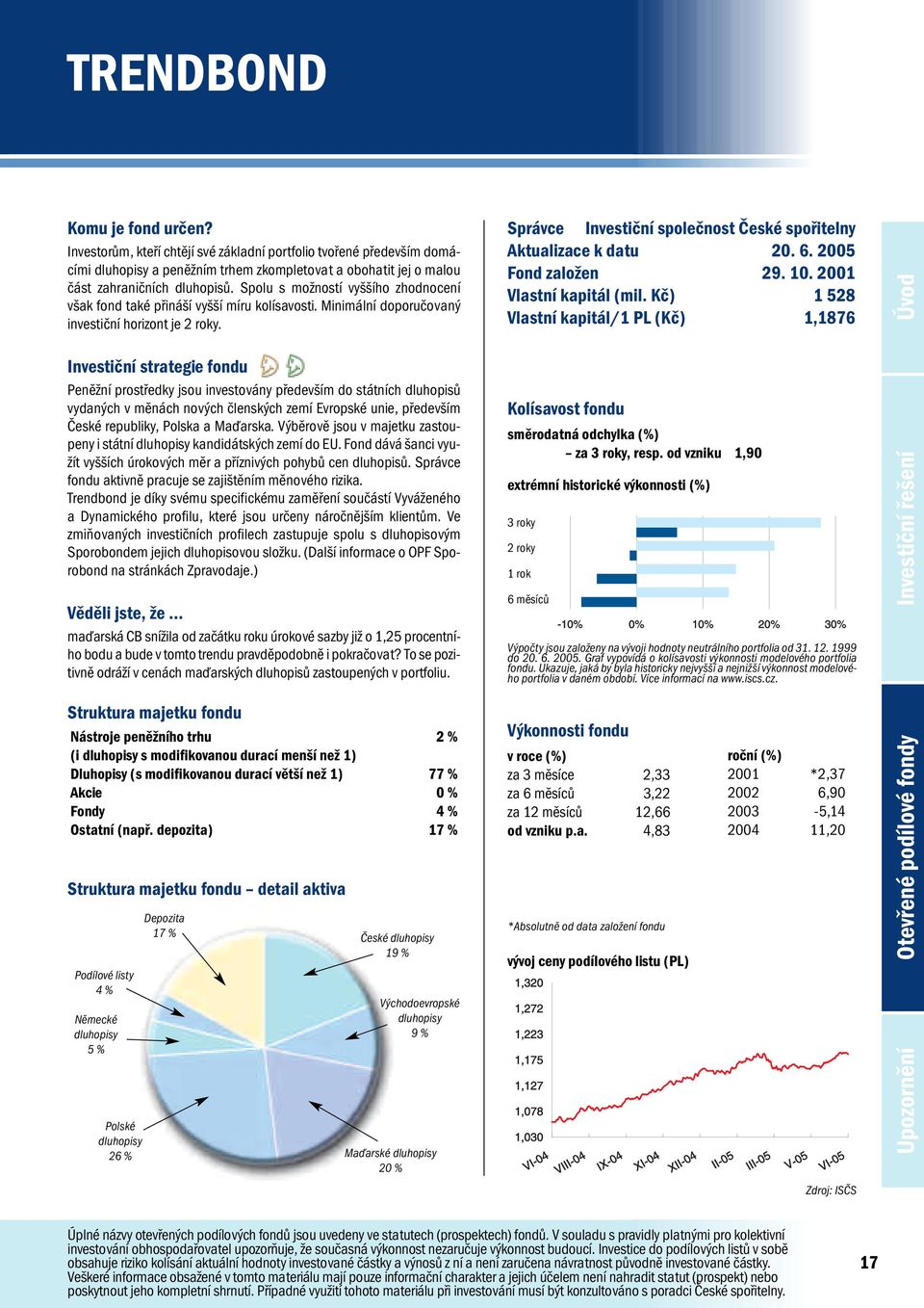 Peněžní prostředky jsou investovány především do státních dluhopisů vydaných v měnách nových členských zemí Evropské unie, především České republiky, Polska a Maďarska.