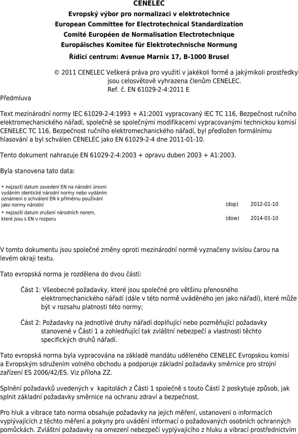 CENELEC. Ref. č.