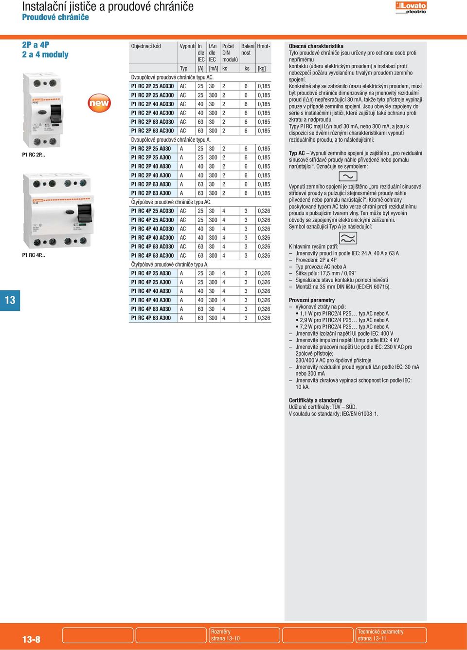 AC300 AC 63 300 2 6 0,185 Dvoupólové proudové chrániče typu A.