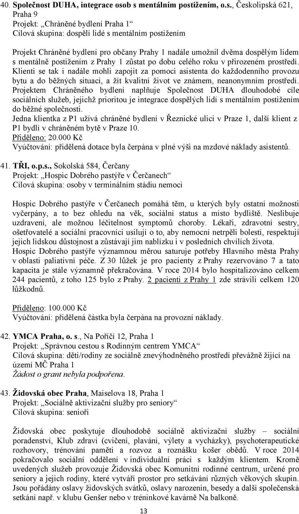 b s mentálním postižením, o.s., Českolipská 621, Praha 9 Projekt: Chráněné bydlení Praha 1 Cílová skupina: dospělí lidé s mentálním postižením Projekt Chráněné bydlení pro občany Prahy 1 nadále