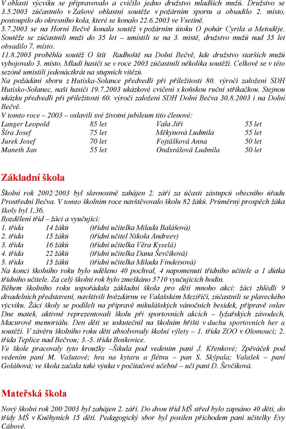 Soutěže se zúčastnili muži do 35 let umístili se na 3. místě, družstvo mužů nad 35 let obsadilo 7. místo. 11.8.