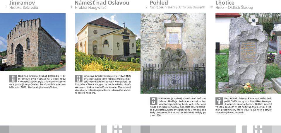 Empírová hřbitovní kaple z let 1822 1825 byla postavena jako rodová hrobka majitelů náměšťského panství Haugwitzů za Jindřicha Viléma Haugwitze podle návrhu vídeňského architekta Josefa Kornhäusela.