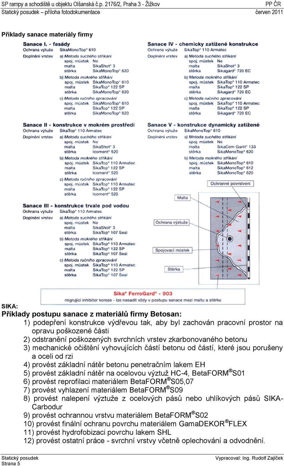 základní nátěr betonu penetračním lakem EH 5) provést základní nátěr na ocelovou výztuž HC-4, BetaFORM S01 6) provést reprofilaci materiálem BetaFORM S05,07 7) provést vyhlazení materiálem BetaFORM