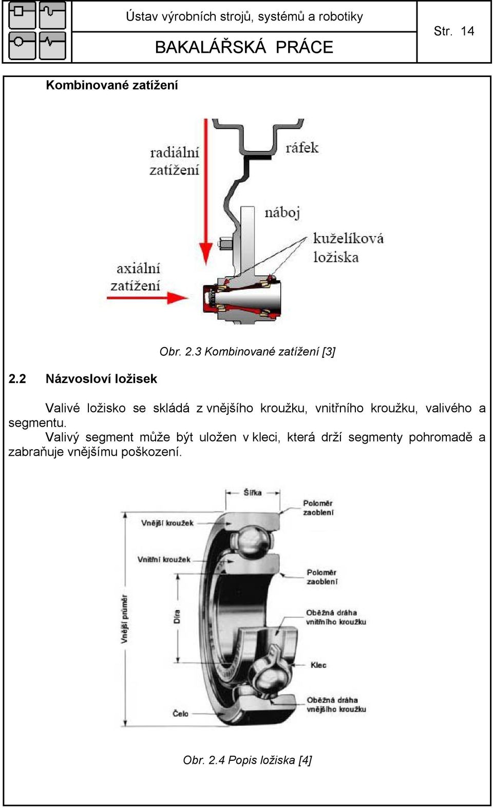 3 Kombinované zatížení [3] Valivé ložisko se skládá z vnějšího kroužku,