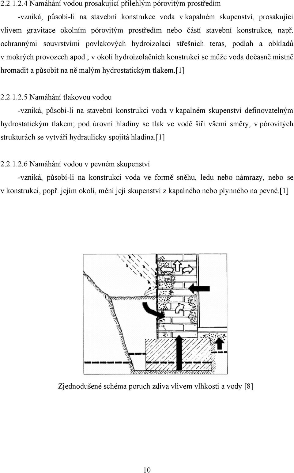 ; v okolí hydroizolačních konstrukcí se může voda dočasně místně hromadit a působit na ně malým hydrostatickým tlakem.[1] 2.