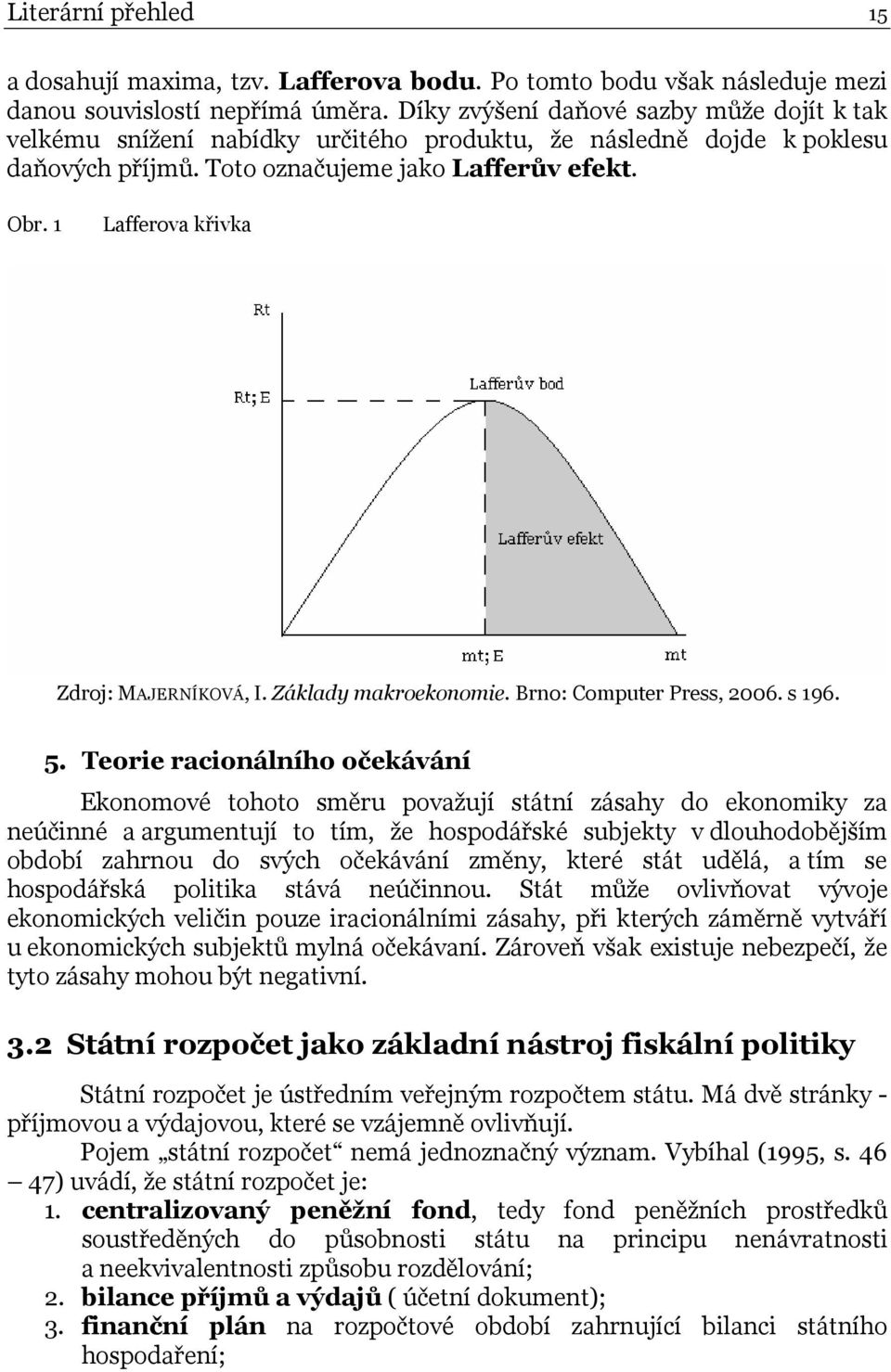1 Lafferova křivka Zdroj: MAJERNÍKOVÁ, I. Základy makroekonomie. Brno: Computer Press, 2006. s 196. 5.