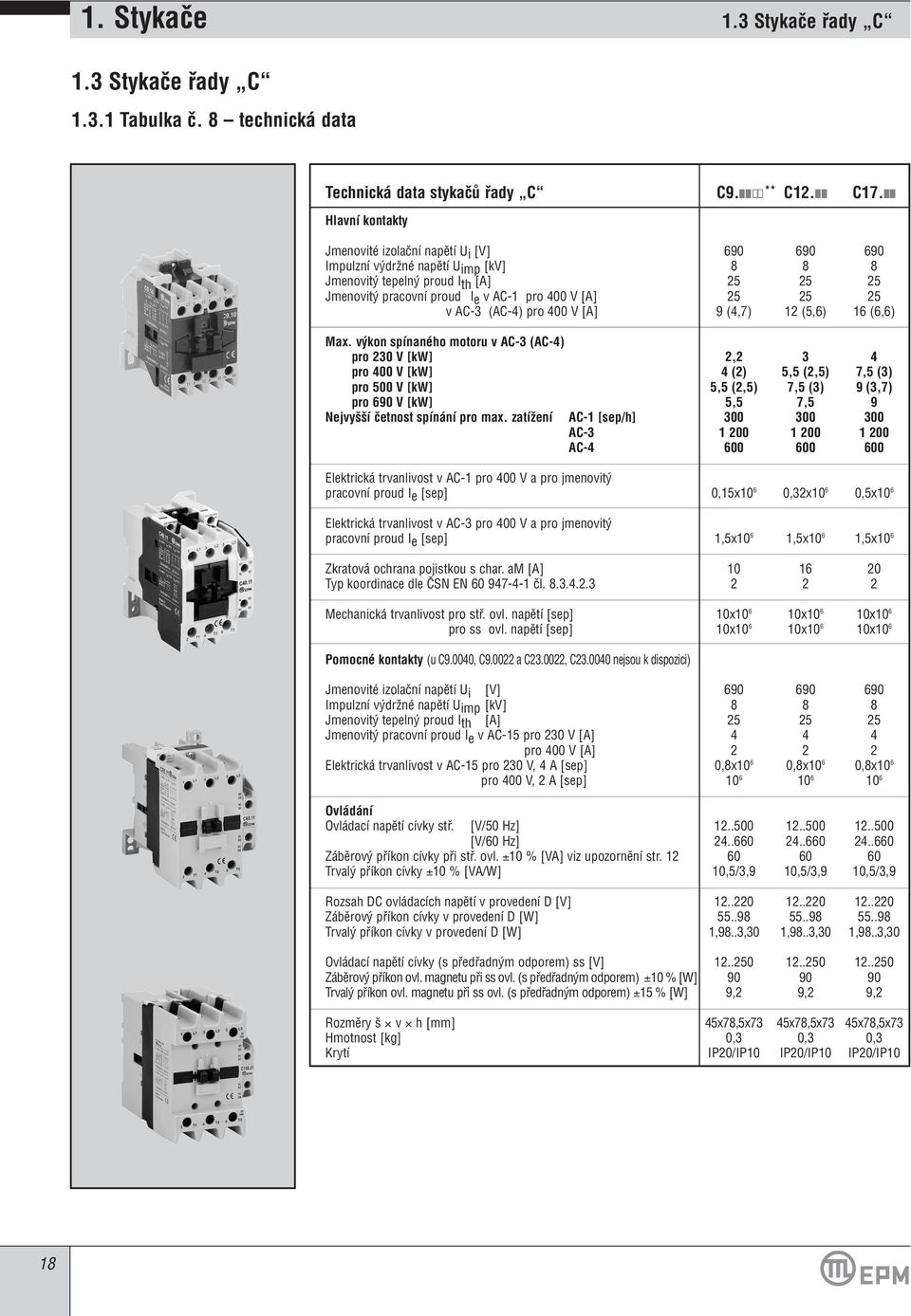 pro 400 V [A] v AC-3 (AC-4) pro 400 V [A] Max. v kon spínaného motoru v AC-3 (AC-4) pro 230 V [kw] pro 400 V [kw] pro 500 V [kw] pro 690 V [kw] Nejvy í ãetnost spínání pro max.