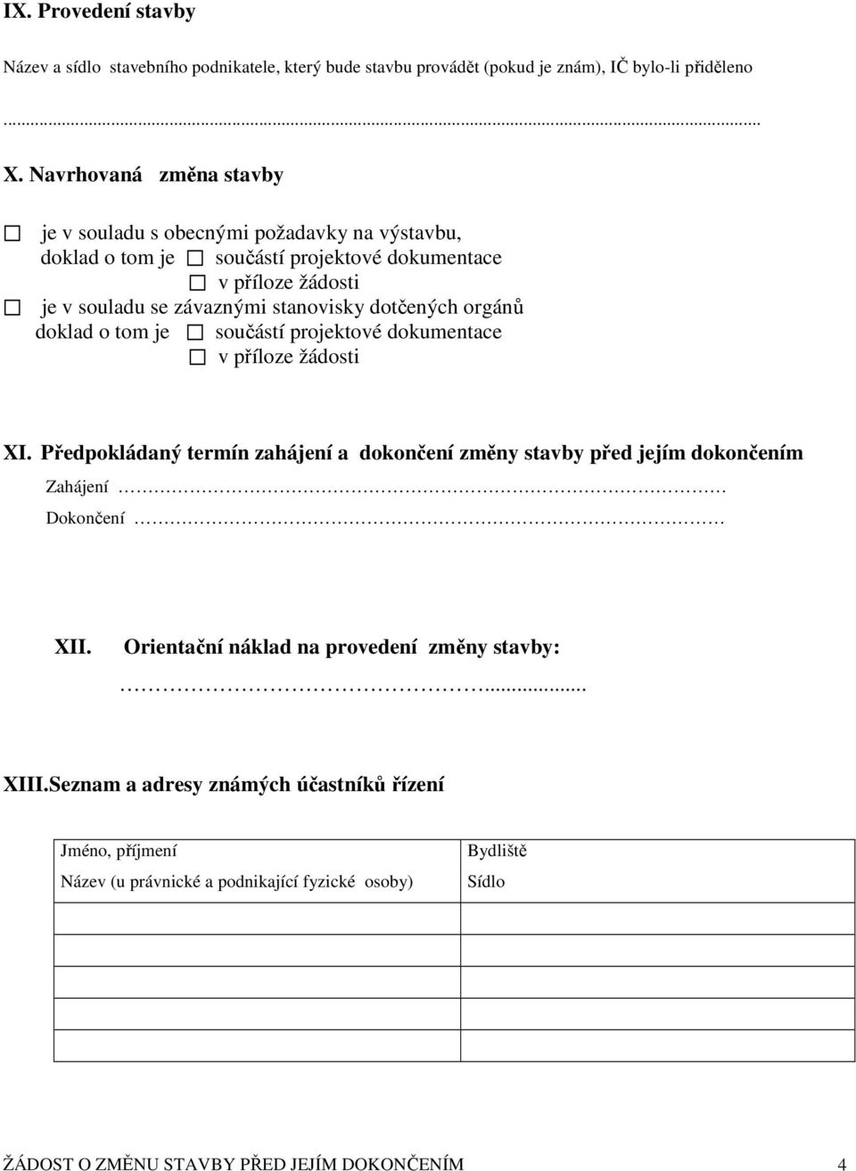 dotčených orgánů doklad o tom je součástí projektové dokumentace v příloze žádosti XI.