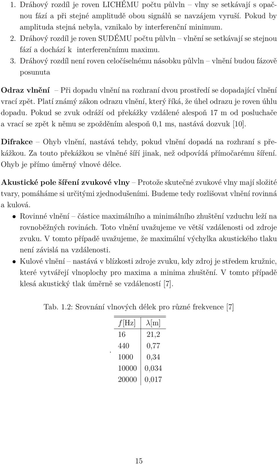 Dráhový rozdíl není roven celočíselnému násobku půlvln vlnění budou fázově posunuta Odraz vlnění Při dopadu vlnění na rozhraní dvou prostředí se dopadající vlnění vrací zpět.