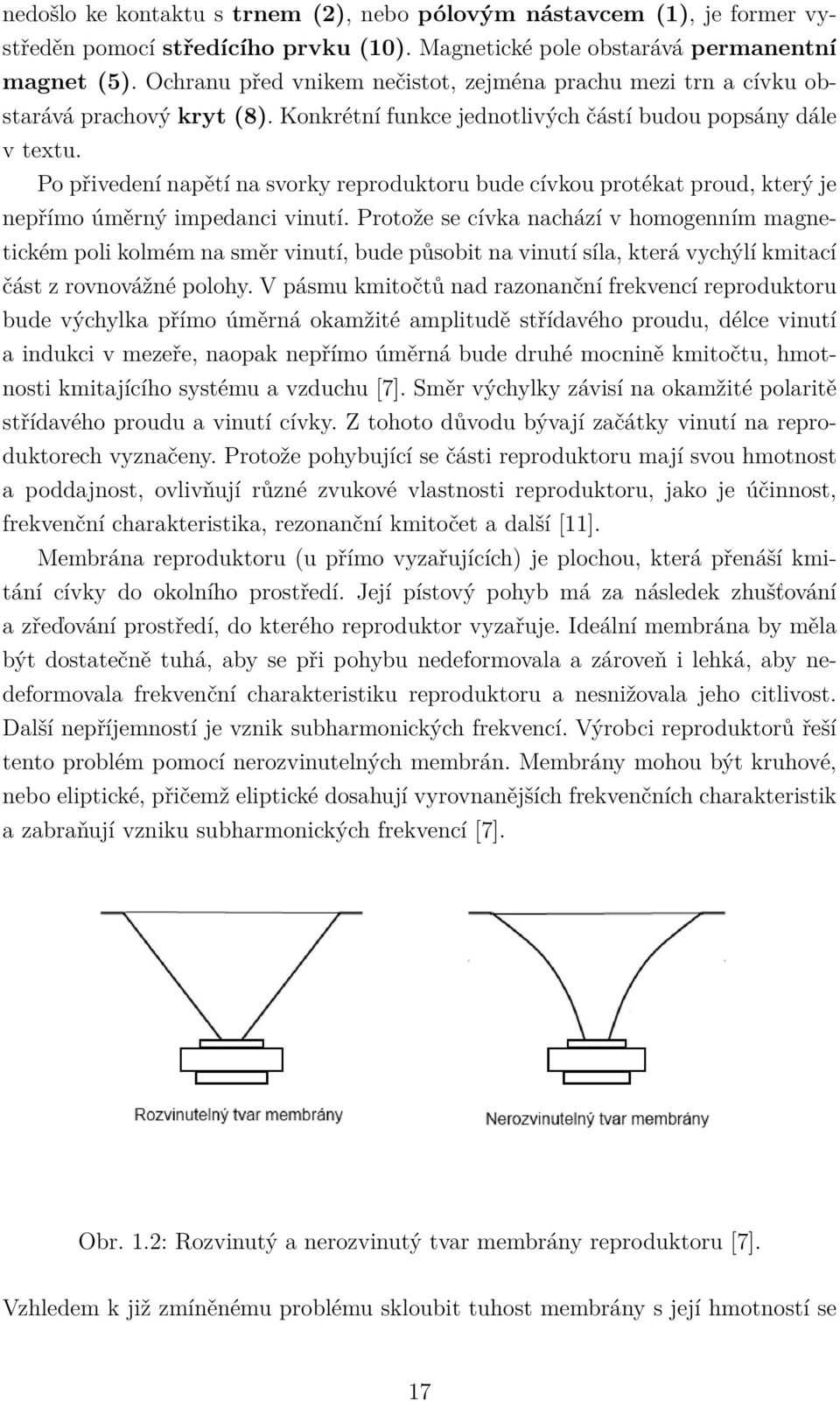 Po přivedení napětí na svorky reproduktoru bude cívkou protékat proud, který je nepřímo úměrný impedanci vinutí.