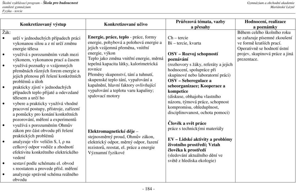 využívá vhodné pracovní postupy, přístroje, zařízení a pomůcky pro konání konkrétních pozorování, měření a experimentů využívá s porozuměním Ohmův zákon pro část obvodu při řešení praktických