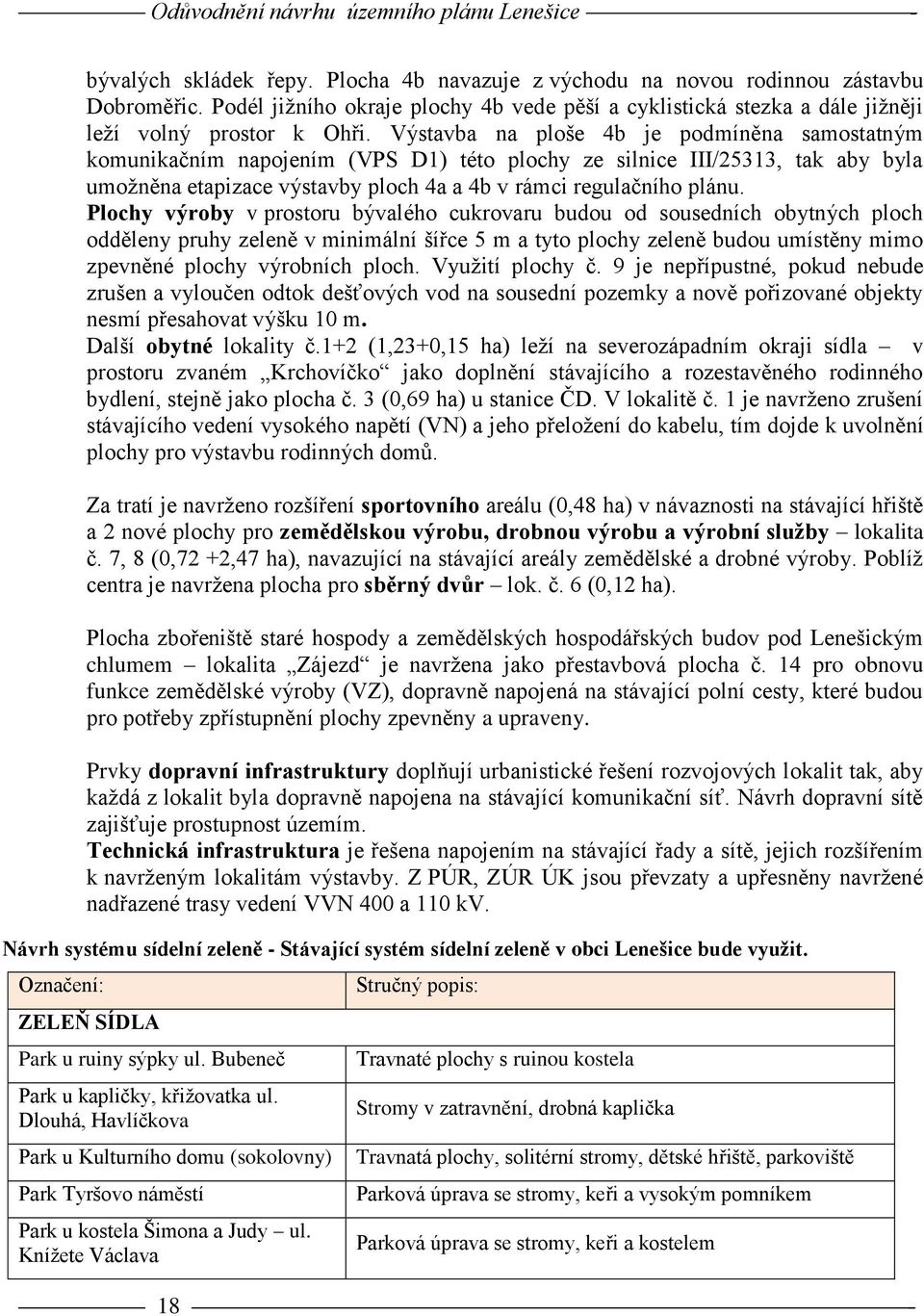Plochy výroby v prostoru bývalého cukrovaru budou od sousedních obytných ploch odděleny pruhy zeleně v minimální šířce 5 m a tyto plochy zeleně budou umístěny mimo zpevněné plochy výrobních ploch.