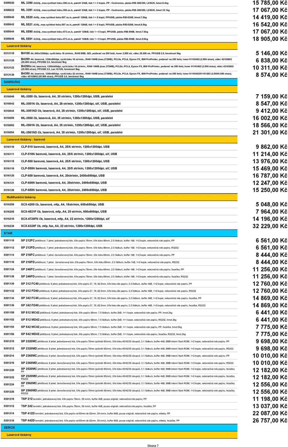 /s, paměť 128kB, tisk 1 + 5 kopií, PP/USB, páska RIB-520B, hmot.7.5kg 14 419,00 Kč ML 5521 A3/9j., max.rychlost tisku 507 zn./s, paměť 128kB, tisk 1 + 5 kopií, PP/USB, páska RIB-520B, hmot.9.5kg 16 542,00 Kč ML 5590 A4/24j.