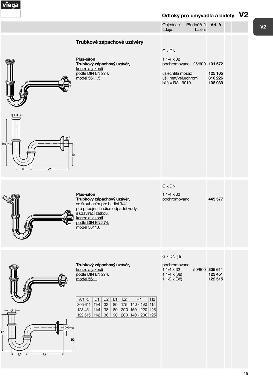 mat/velurchrom bílá = RAL 9010 101 572 125 165 310 226 108 939 Plus-sifon Trubkový zápachový uzávěr, se šroubením pro hadici 3/4", pro připojení hadice odpadní