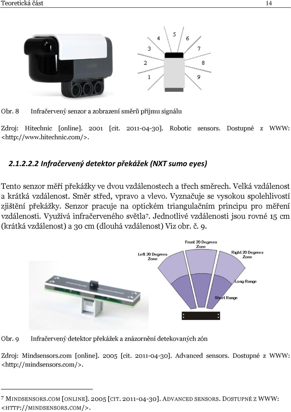 Velká vzdálenost a krátká vzdálenost. Směr střed, vpravo a vlevo. Vyznačuje se vysokou spolehlivostí zjištění překážky. Senzor pracuje na optickém triangulačním principu pro měření vzdálenosti.